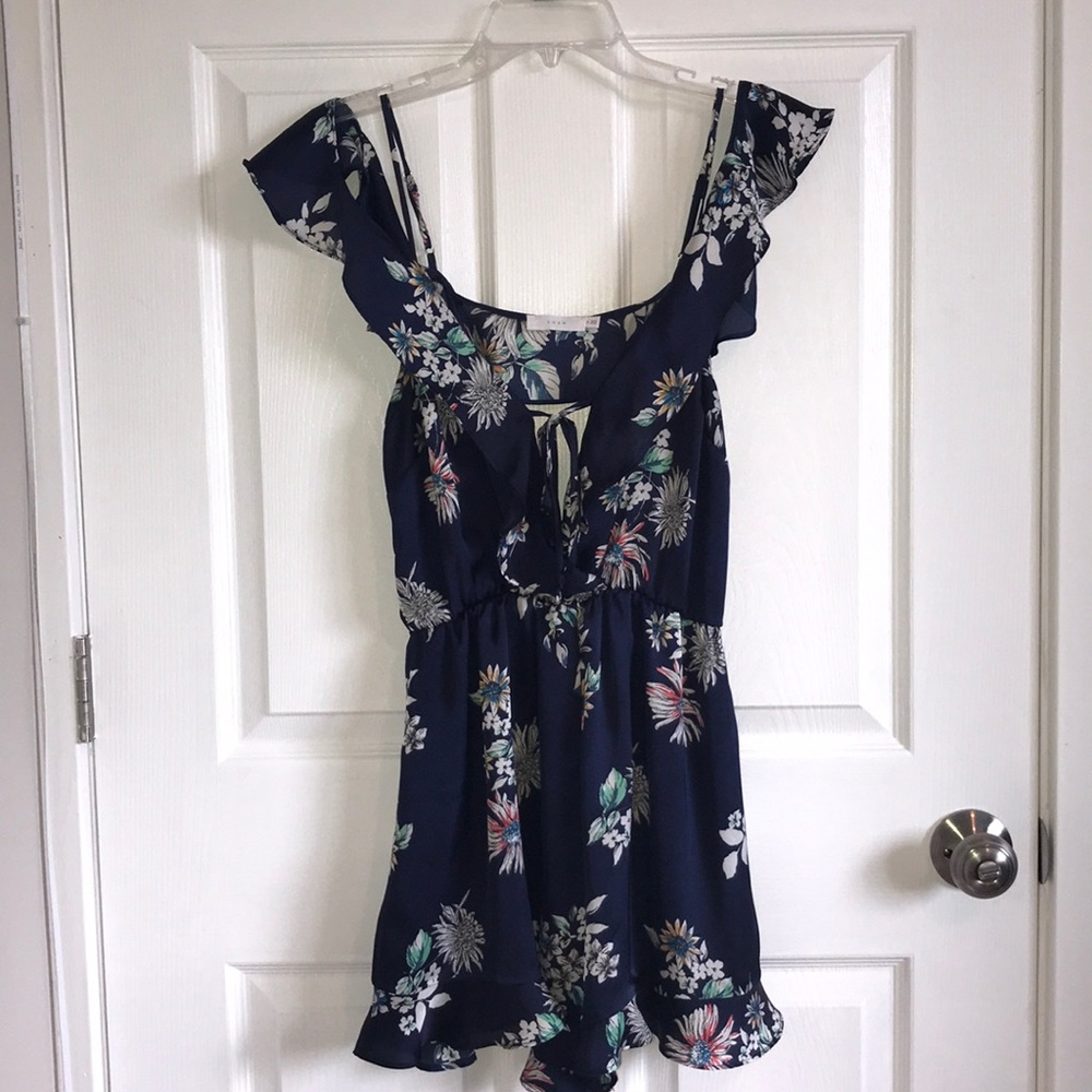 Lush Satin Navy Romper